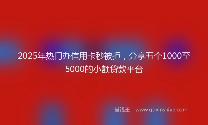 2025年热门办信用卡秒被拒，分享五个1000至5000的小额贷款平台