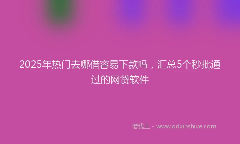 2025年热门去哪借容易下款吗，汇总5个秒批通过的网贷软件