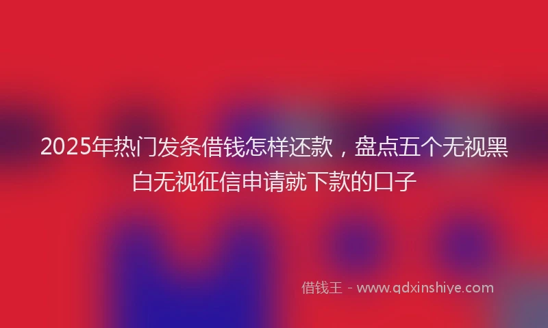2025年热门发条借钱怎样还款，盘点五个无视黑白无视征信申请就下款的口子