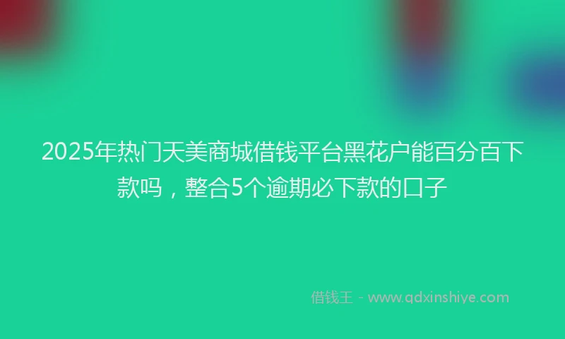 2025年热门天美商城借钱平台黑花户能百分百下款吗，整合5个逾期必下款的口子