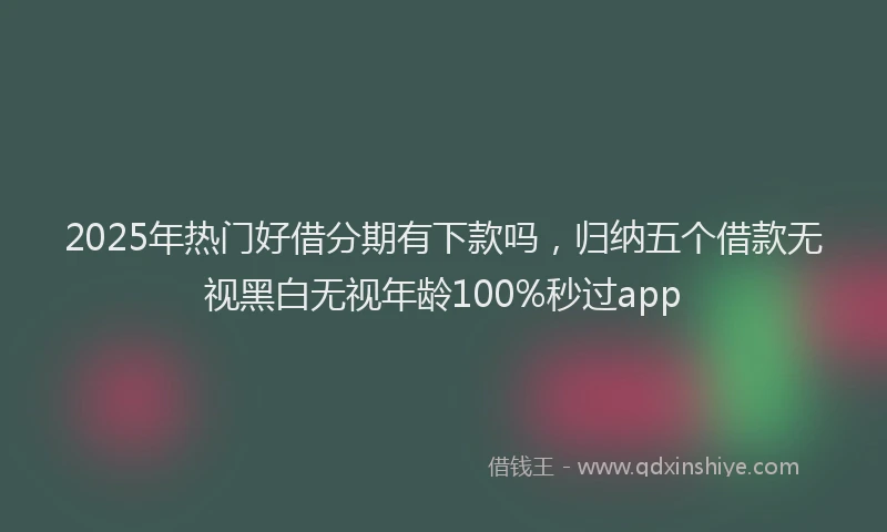 2025年热门好借分期有下款吗，归纳五个借款无视黑白无视年龄100%秒过app