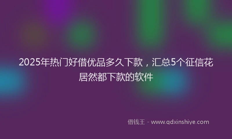2025年热门好借优品多久下款，汇总5个征信花居然都下款的软件