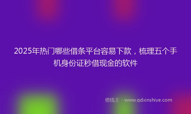 2025年热门哪些借条平台容易下款，梳理五个手机身份证秒借现金的软件