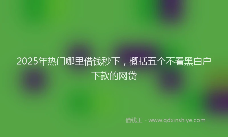 2025年热门哪里借钱秒下，概括五个不看黑白户下款的网贷