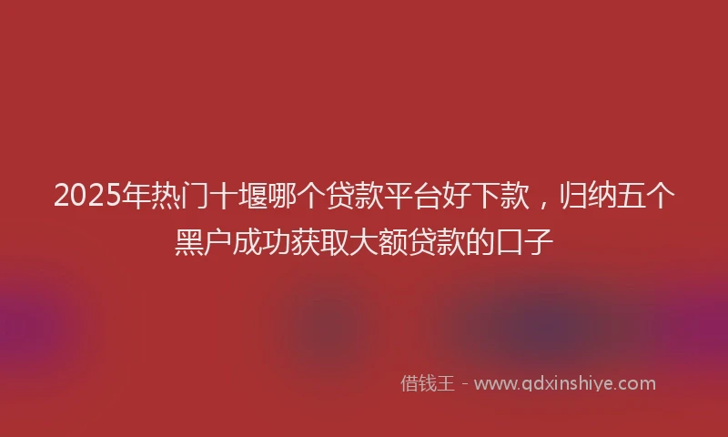 2025年热门十堰哪个贷款平台好下款，归纳五个黑户成功获取大额贷款的口子
