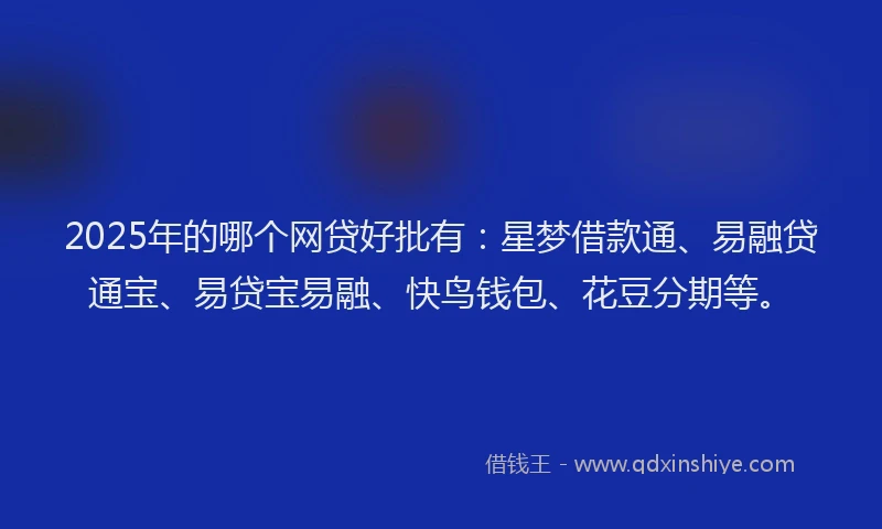 2025年的哪个网贷好批有：星梦借款通、易融贷通宝、易贷宝易融、快鸟钱包、花豆分期等。