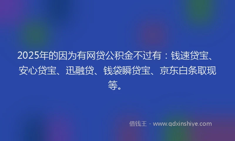 2025年的因为有网贷公积金不过有：钱速贷宝、安心贷宝、迅融贷、钱袋瞬贷宝、京东白条取现等。