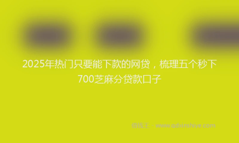 2025年热门只要能下款的网贷，梳理五个秒下700芝麻分贷款口子