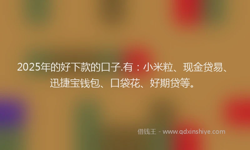 2025年的好下款的口子.有：小米粒、现金贷易、迅捷宝钱包、口袋花、好期贷等。