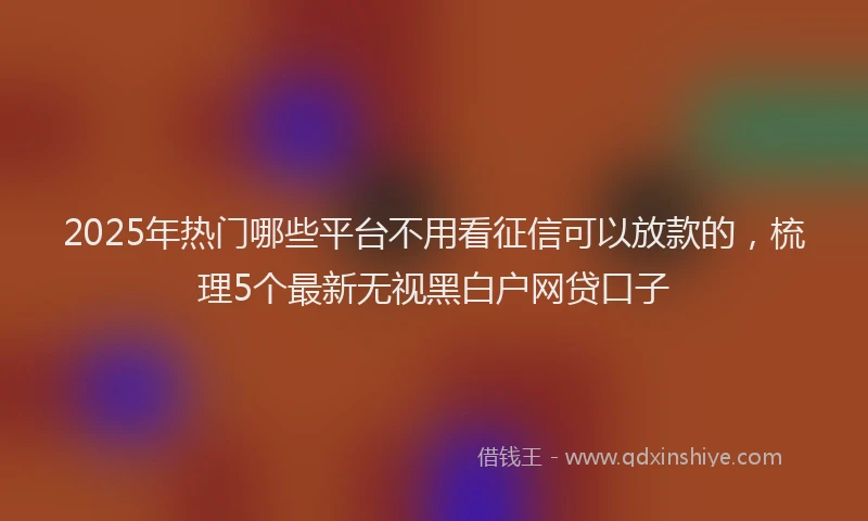 2025年热门哪些平台不用看征信可以放款的，梳理5个最新无视黑白户网贷口子