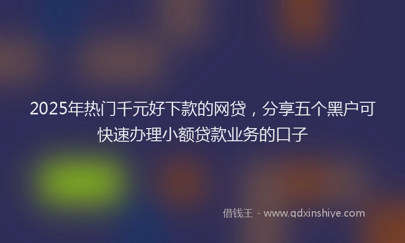 2025年热门千元好下款的网贷，分享五个黑户可快速办理小额贷款业务的口子