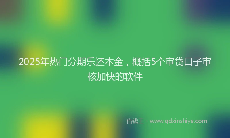2025年热门分期乐还本金，概括5个审贷口子审核加快的软件