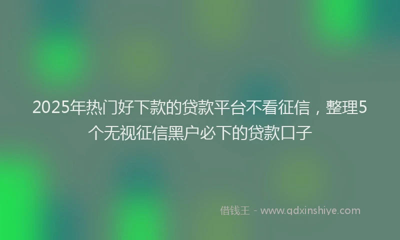 2025年热门好下款的贷款平台不看征信，整理5个无视征信黑户必下的贷款口子