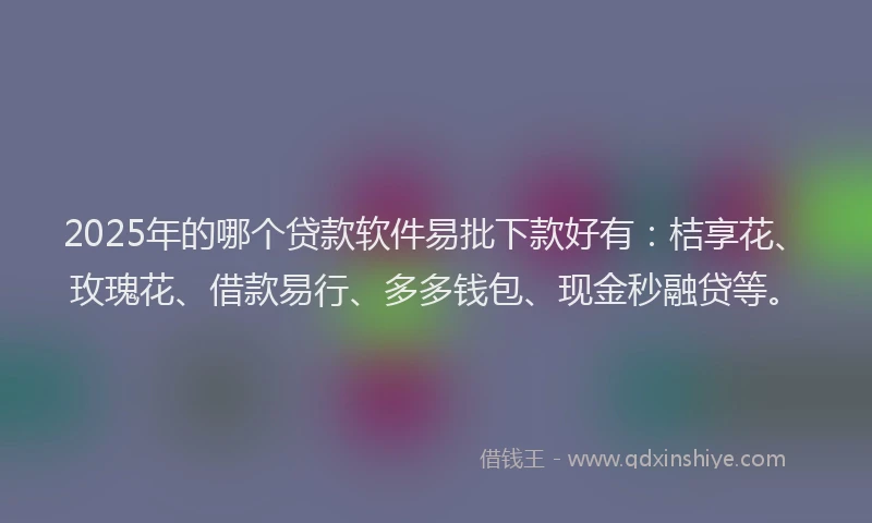 2025年的哪个贷款软件易批下款好有：桔享花、玫瑰花、借款易行、多多钱包、现金秒融贷等。