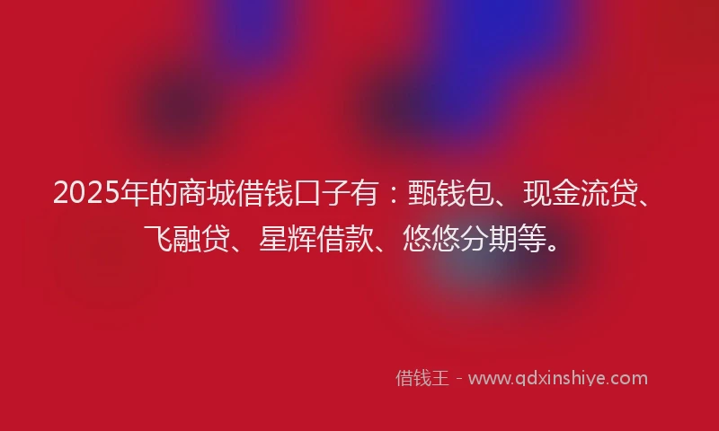 2025年的商城借钱口子有：甄钱包、现金流贷、飞融贷、星辉借款、悠悠分期等。