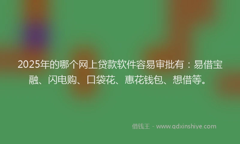 2025年的哪个网上贷款软件容易审批有：易借宝融、闪电购、口袋花、惠花钱包、想借等。