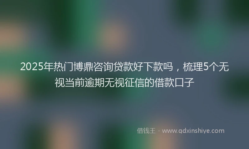 2025年热门博鼎咨询贷款好下款吗，梳理5个无视当前逾期无视征信的借款口子