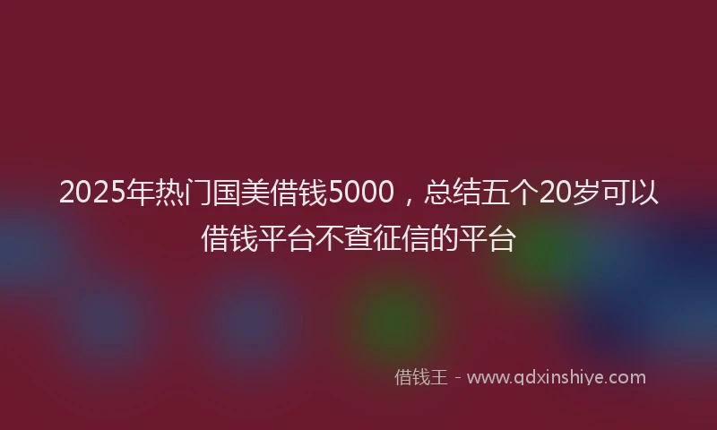 2025年热门国美借钱5000，总结五个20岁可以借钱平台不查征信的平台