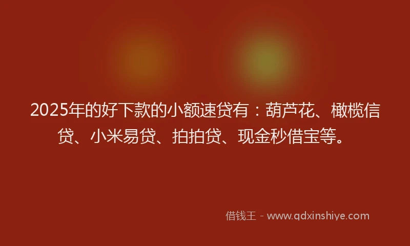 2025年的好下款的小额速贷有：葫芦花、橄榄信贷、小米易贷、拍拍贷、现金秒借宝等。