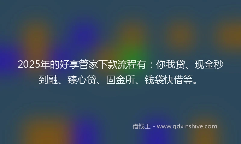 2025年的好享管家下款流程有：你我贷、现金秒到融、臻心贷、固金所、钱袋快借等。