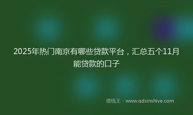 2025年热门南京有哪些贷款平台，汇总五个11月能贷款的口子