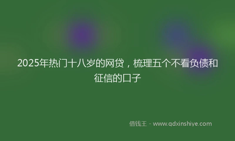 2025年热门十八岁的网贷，梳理五个不看负债和征信的口子