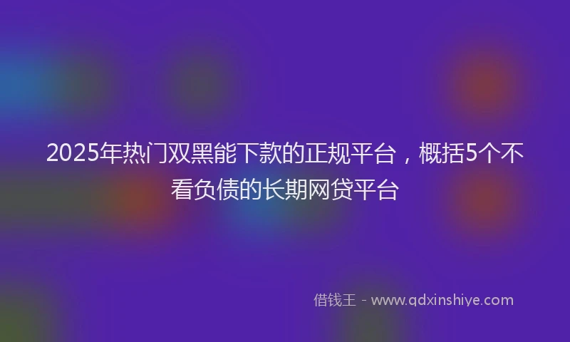 2025年热门双黑能下款的正规平台，概括5个不看负债的长期网贷平台