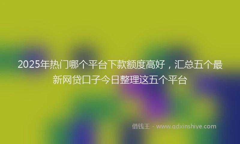 2025年热门哪个平台下款额度高好，汇总五个最新网贷口子今日整理这五个平台