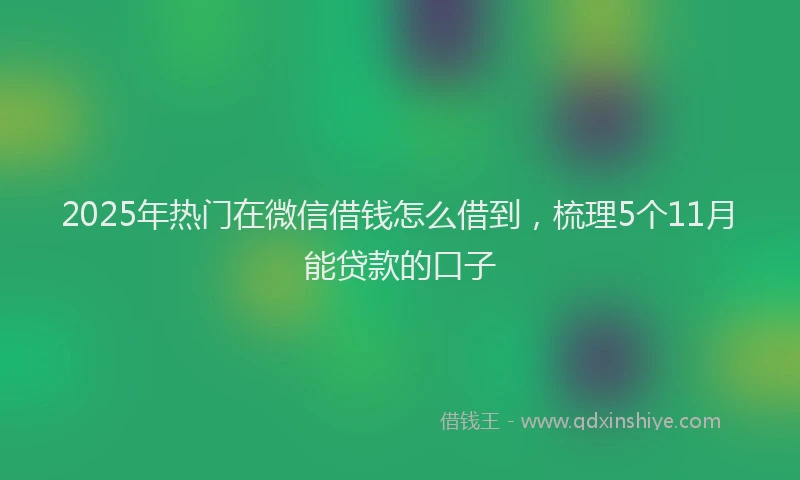2025年热门在微信借钱怎么借到，梳理5个11月能贷款的口子