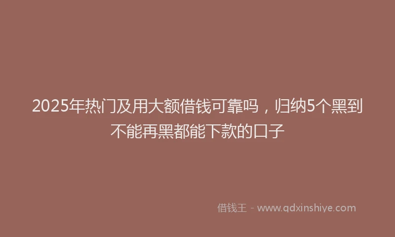 2025年热门及用大额借钱可靠吗，归纳5个黑到不能再黑都能下款的口子