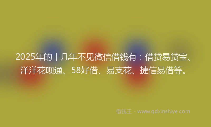 2025年的十几年不见微信借钱有：借贷易贷宝、洋洋花呗通、58好借、易支花、捷信易借等。