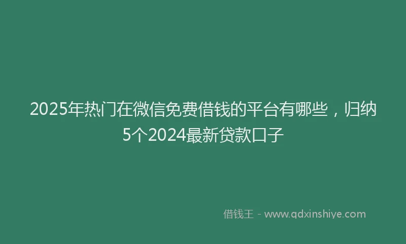 2025年热门在微信免费借钱的平台有哪些，归纳5个2024最新贷款口子