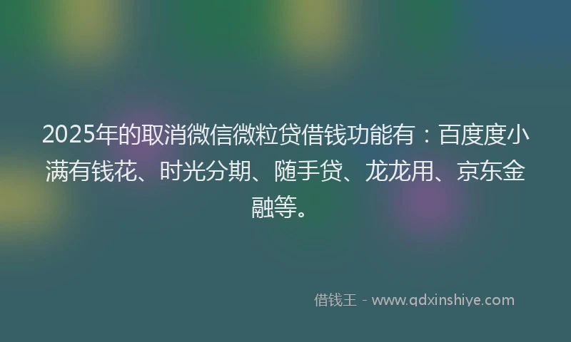 2025年的取消微信微粒贷借钱功能有：百度度小满有钱花、时光分期、随手贷、龙龙用、京东金融等。
