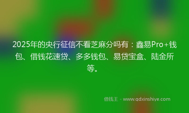 2025年的央行征信不看芝麻分吗有：鑫易Pro+钱包、借钱花速贷、多多钱包、易贷宝盒、陆金所等。