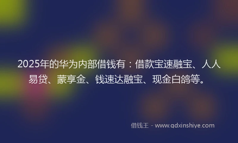 2025年的华为内部借钱有：借款宝速融宝、人人易贷、蒙享金、钱速达融宝、现金白鸽等。