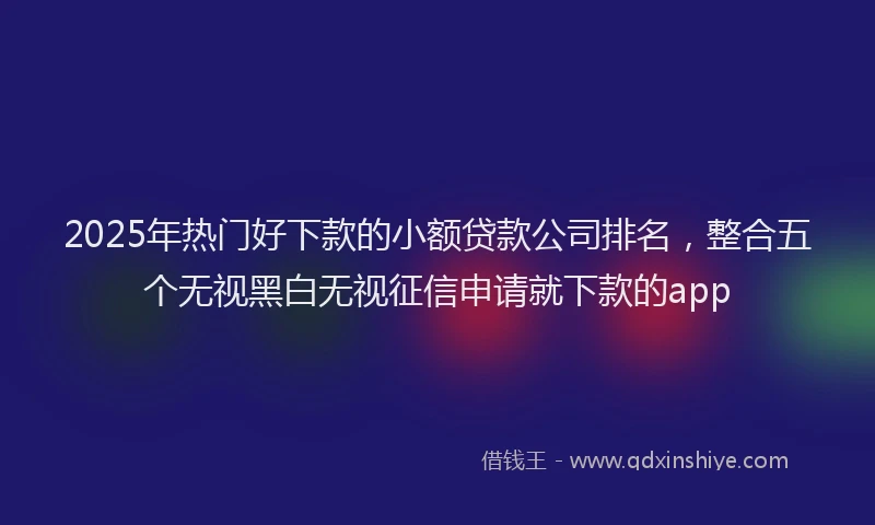 2025年热门好下款的小额贷款公司排名，整合五个无视黑白无视征信申请就下款的app