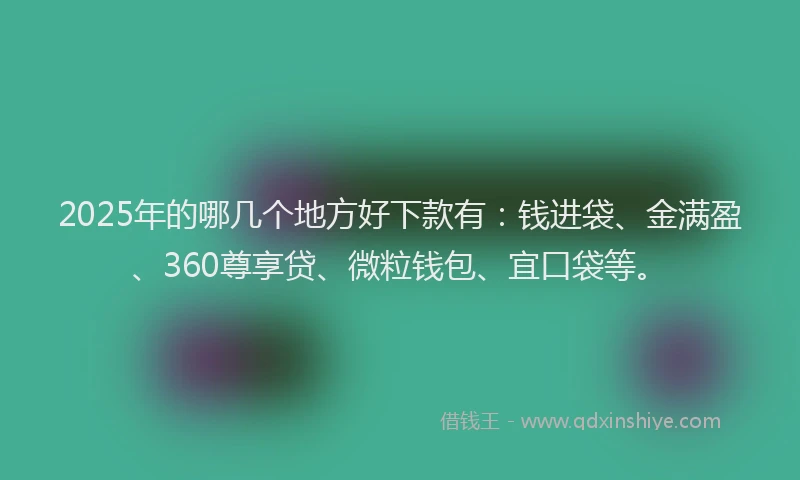 2025年的哪几个地方好下款有：钱进袋、金满盈、360尊享贷、微粒钱包、宜口袋等。