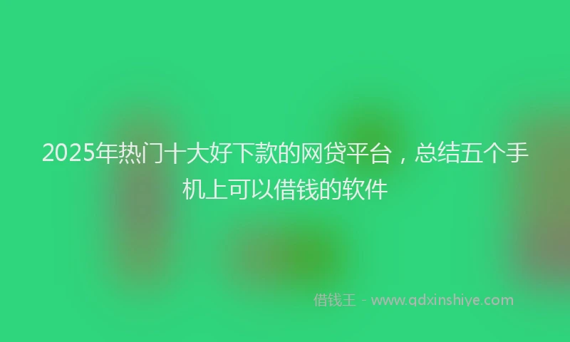 2025年热门十大好下款的网贷平台，总结五个手机上可以借钱的软件