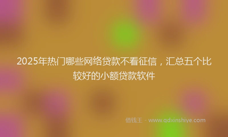2025年热门哪些网络贷款不看征信，汇总五个比较好的小额贷款软件