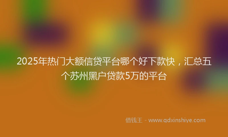 2025年热门大额信贷平台哪个好下款快，汇总五个苏州黑户贷款5万的平台