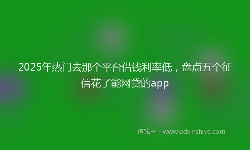 2025年热门去那个平台借钱利率低，盘点五个征信花了能网贷的app