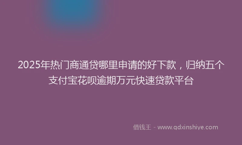 2025年热门商通贷哪里申请的好下款，归纳五个支付宝花呗逾期万元快速贷款平台