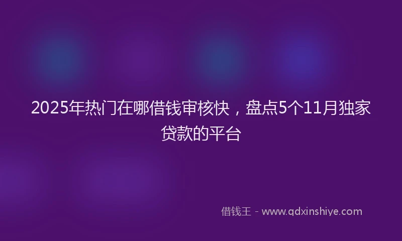2025年热门在哪借钱审核快，盘点5个11月独家贷款的平台