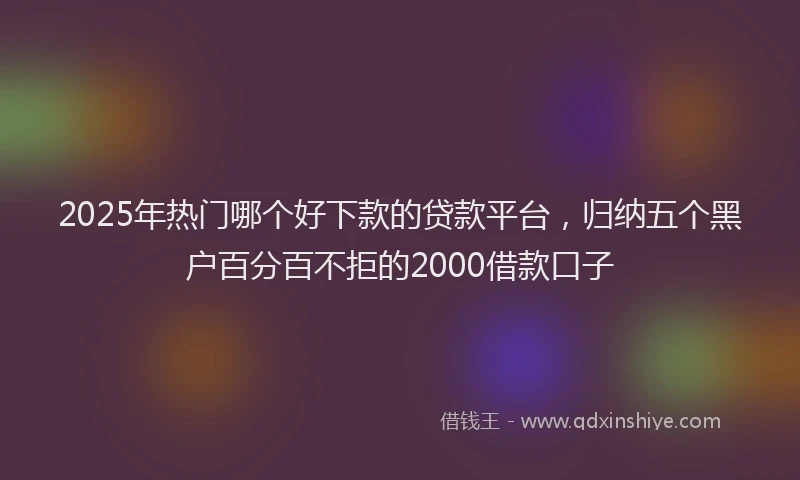 2025年热门哪个好下款的贷款平台，归纳五个黑户百分百不拒的2000借款口子
