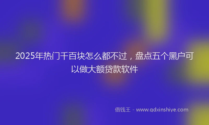 2025年热门千百块怎么都不过，盘点五个黑户可以做大额贷款软件