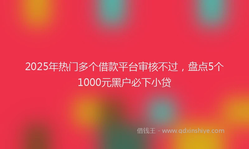 2025年热门多个借款平台审核不过，盘点5个1000元黑户必下小贷