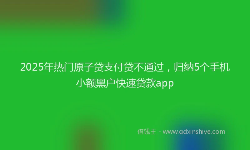 2025年热门原子贷支付贷不通过，归纳5个手机小额黑户快速贷款app