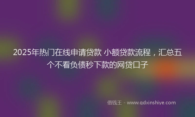 2025年热门在线申请贷款 小额贷款流程，汇总五个不看负债秒下款的网贷口子