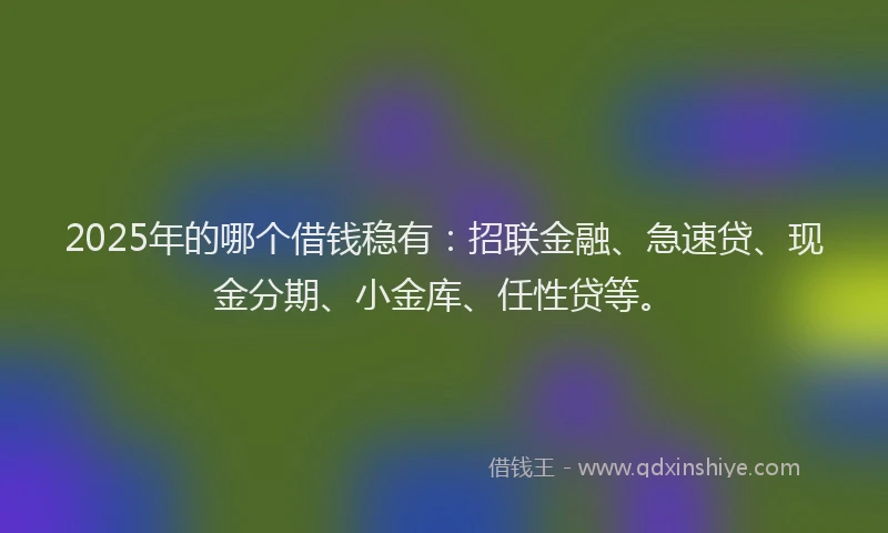 2025年的哪个借钱稳有：招联金融、急速贷、现金分期、小金库、任性贷等。