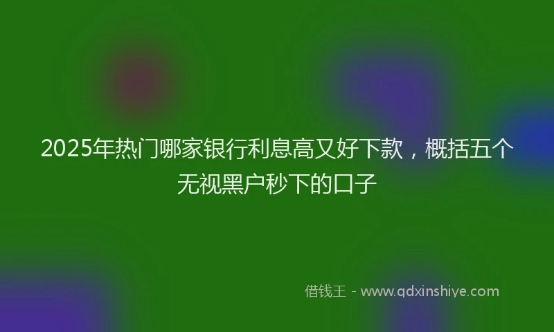 2025年热门哪家银行利息高又好下款，概括五个无视黑户秒下的口子